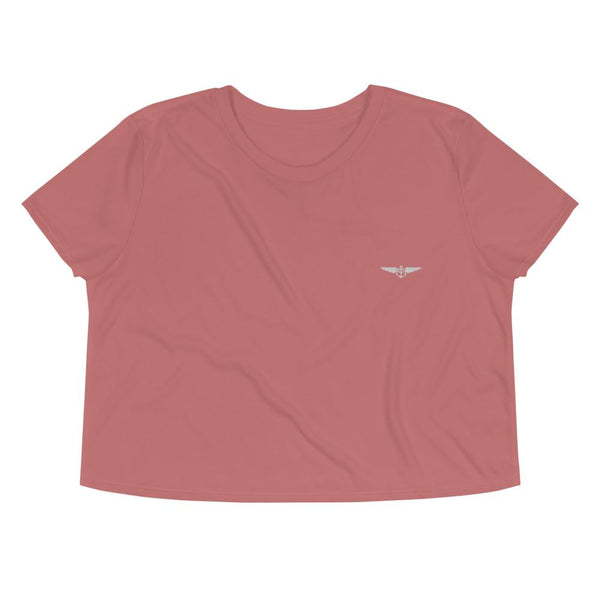 Embroidered Crop Tee - Mauve