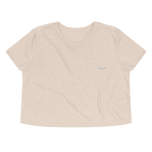 Embroidered Crop Tee - Heather Dust